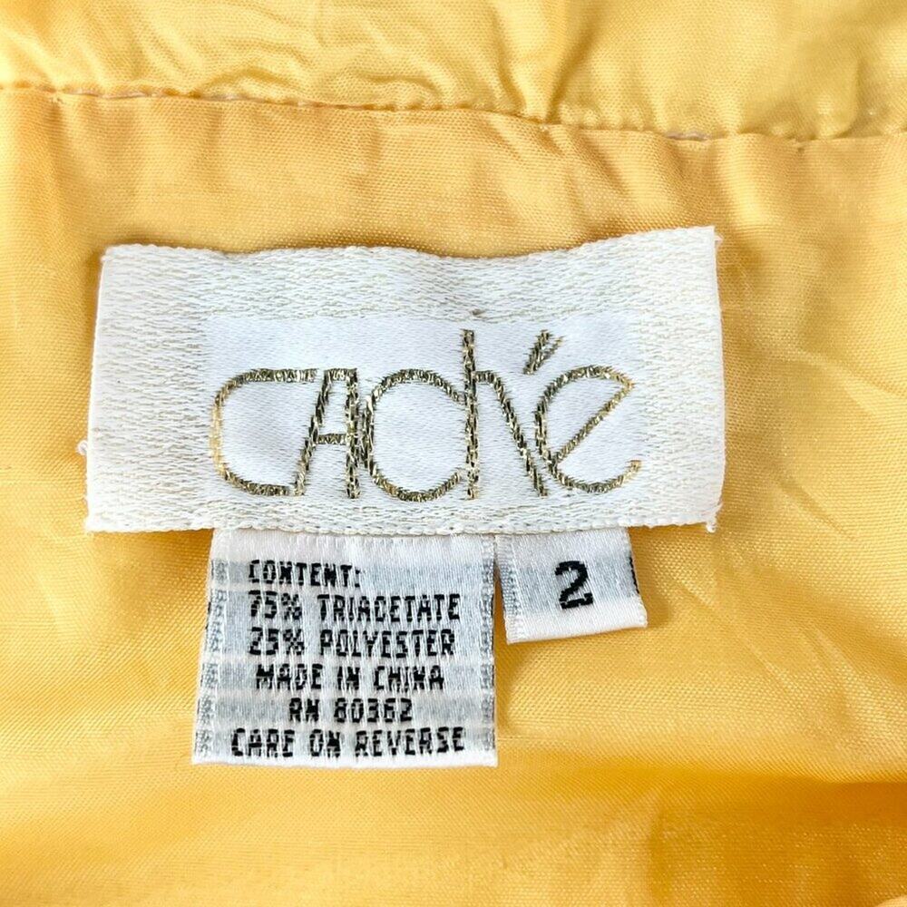 Cache Vintage 90's Panel Square Neck Mini Shift Dress Yellow Ivory Womens 2 - Picture 12 of 12